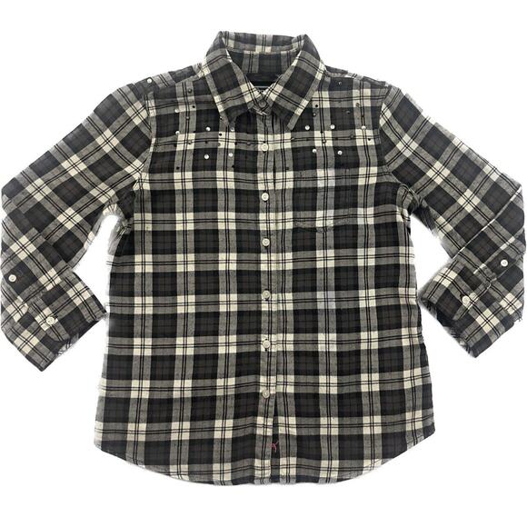 Pink By Victorias Secret Shirt Womens XS Plaid 3/4 Sleeve Button Down Bling - Picture 1 of 14